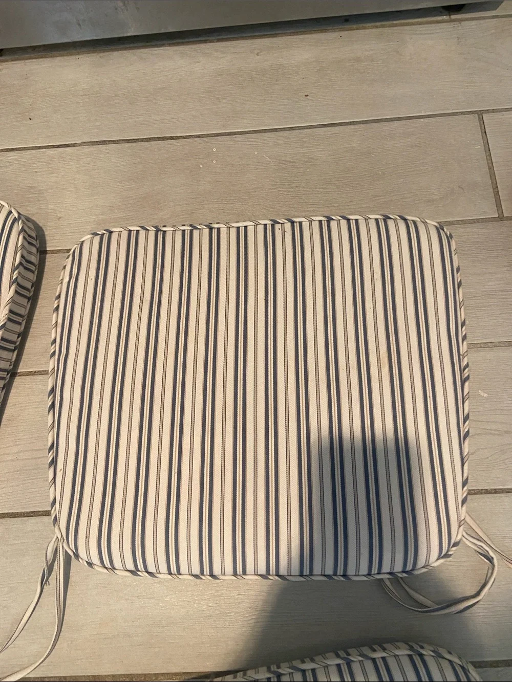 Striped Seat Cushions with Ties - Set of 6